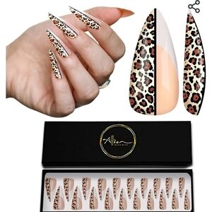 Allkem Leopard Print Sculpted Stiletto Press on Nails 24 piece